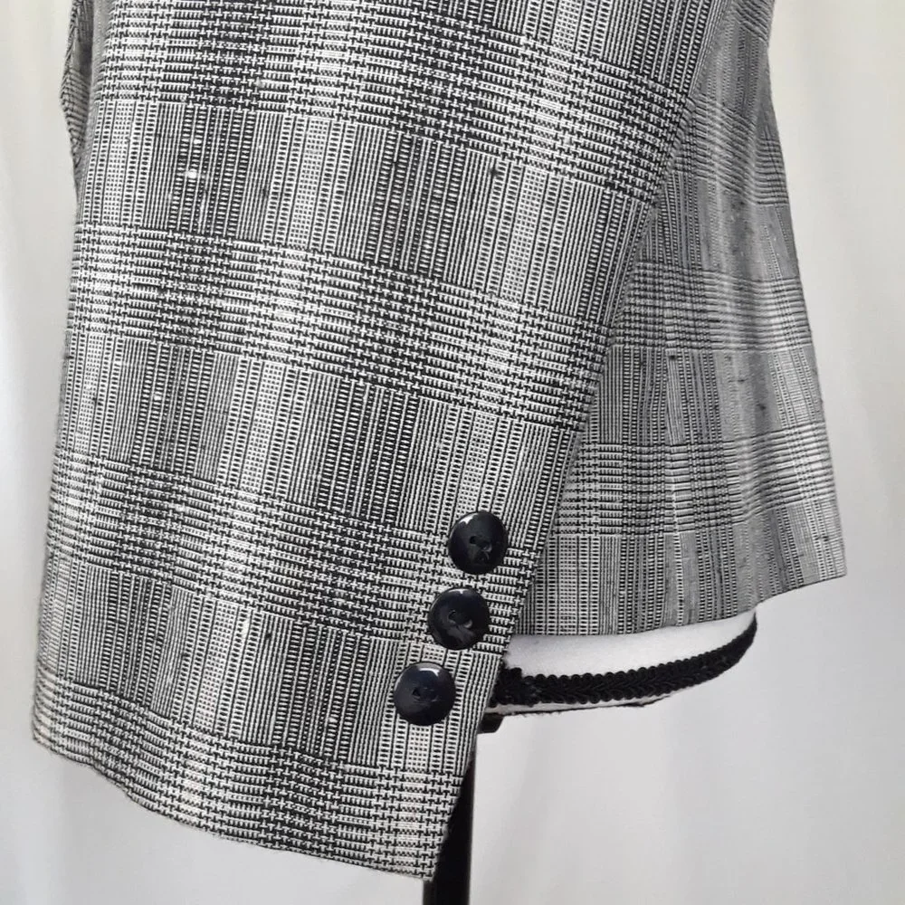 Vintage 1990s Petite Sophisticate Black & Pink Glen Check Blazer - Picture 8 of 16